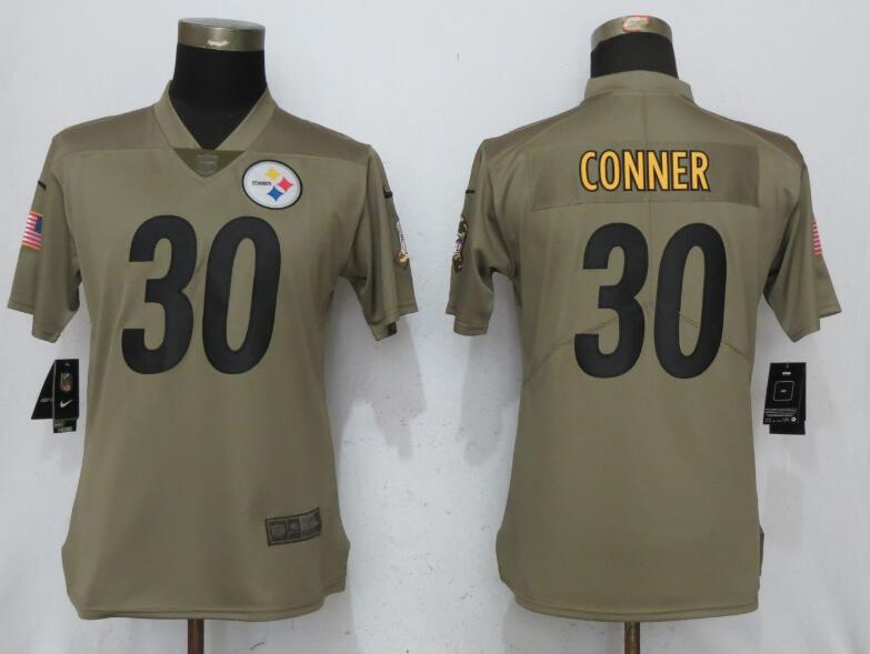 Women Pittsburgh Steelers #30 Conner Nike Olive Salute To Service Limited NFL Jerseys